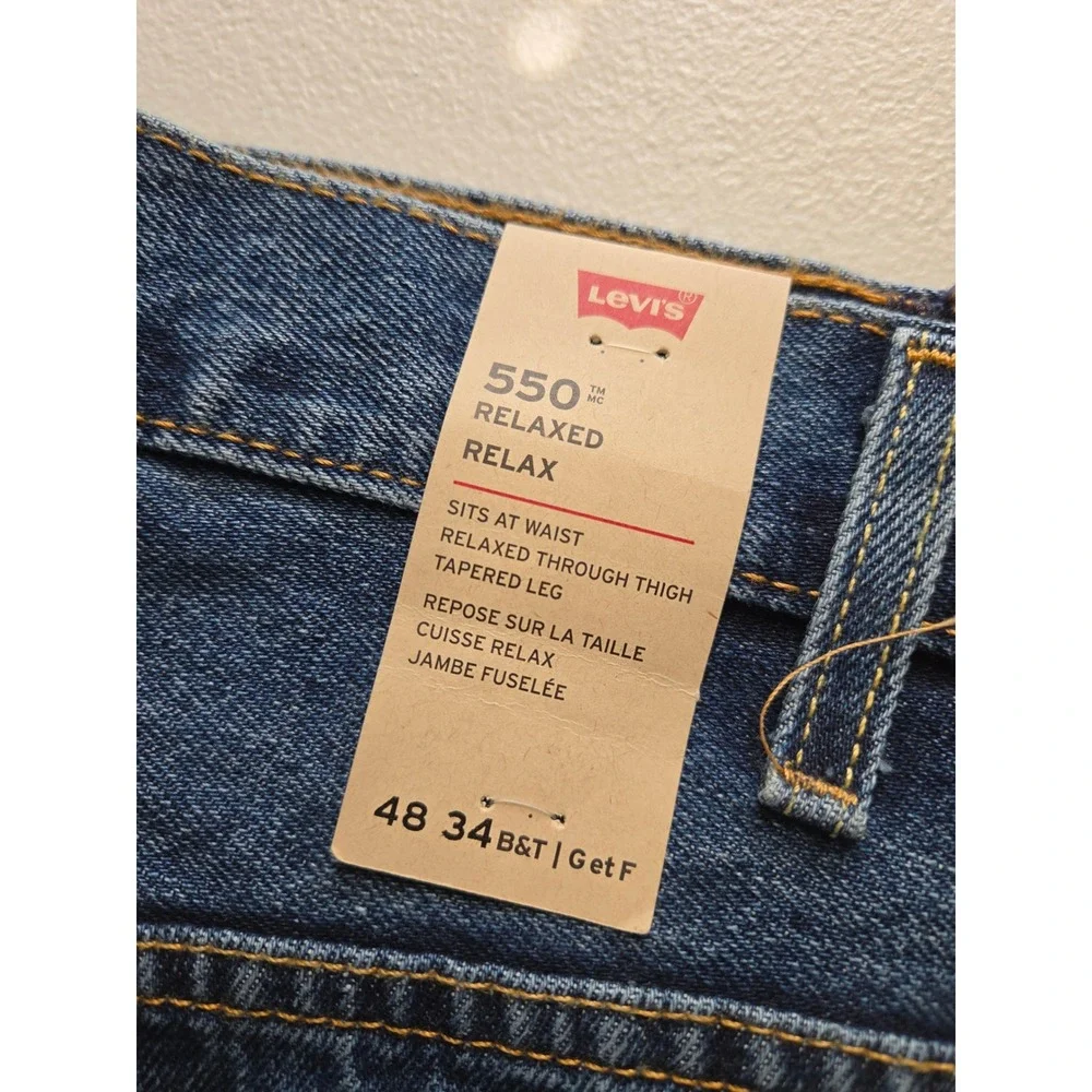 Levis 550 Relaxed Fit Tapered Leg Blue‎ Denim Jeans Mens 48x34 Big and Tall NWT